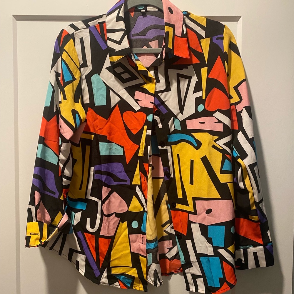 Colorful Geometric Button-Up Shirt